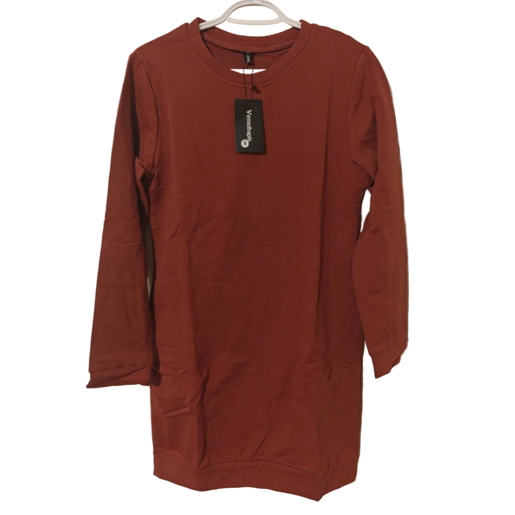 C35 - Vemubapis Women Crewneck Sweatshirt Dress Long Sleeve Casual Mini Dresses Pullover Pockets