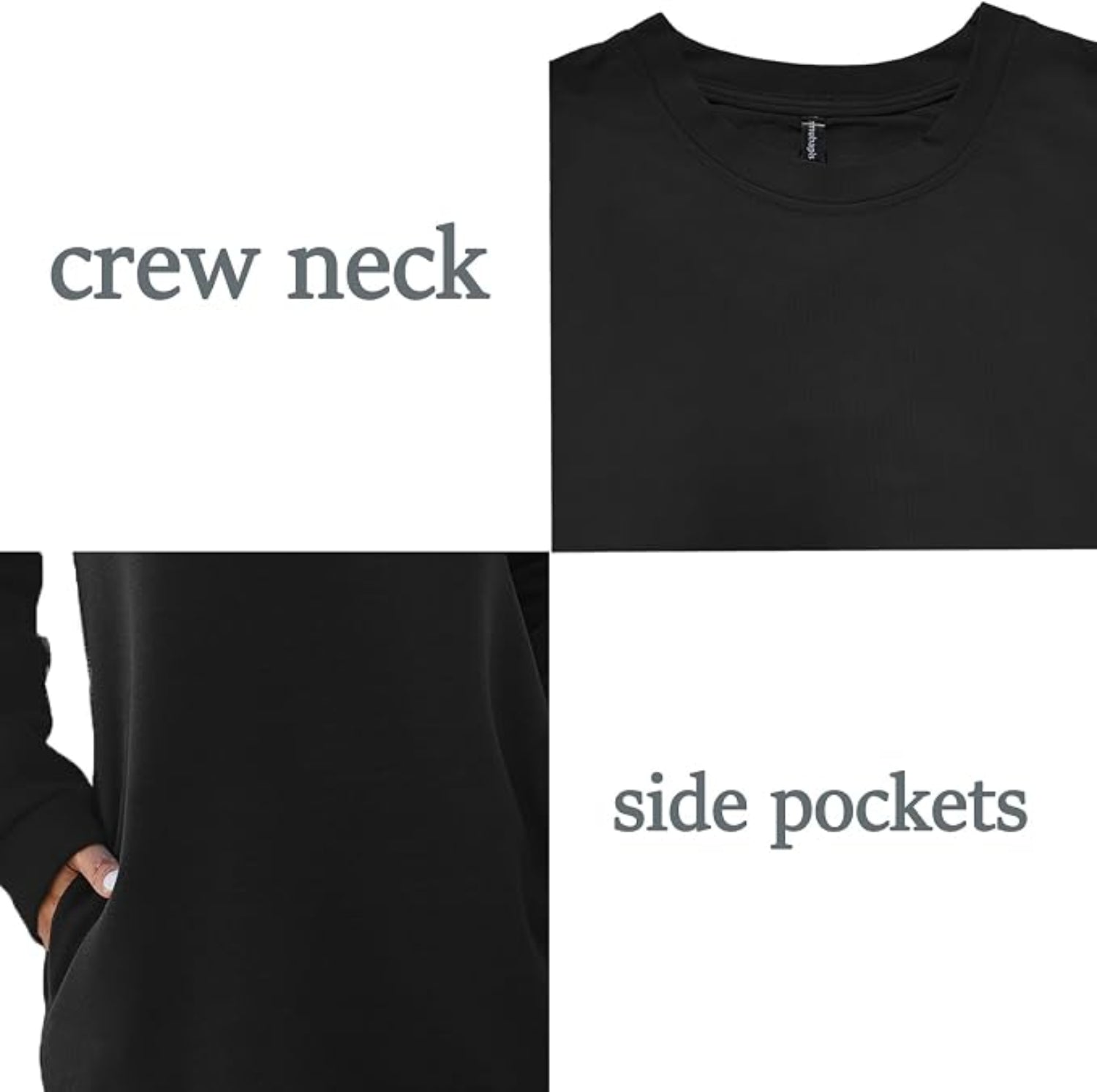 C13 - Women Crewneck Sweatshirt Dress Long Sleeve Casual Mini Dresses Pullover Pockets