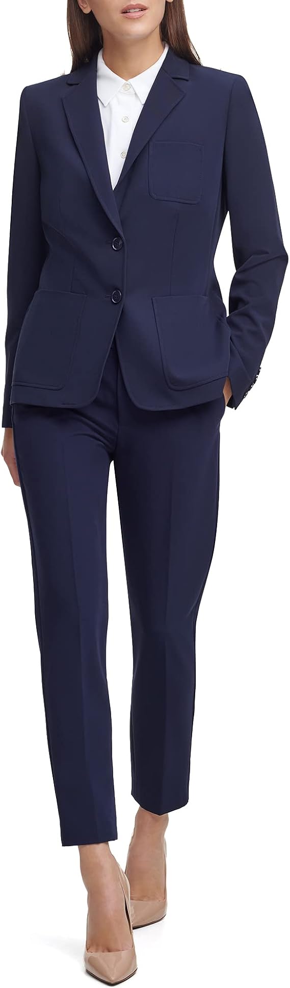 C16 - TOMMY HILFIGER WOMEN'S NOTCHED-COLLAR DOUBLE-BUTTON BLAZER - BLUE - 4