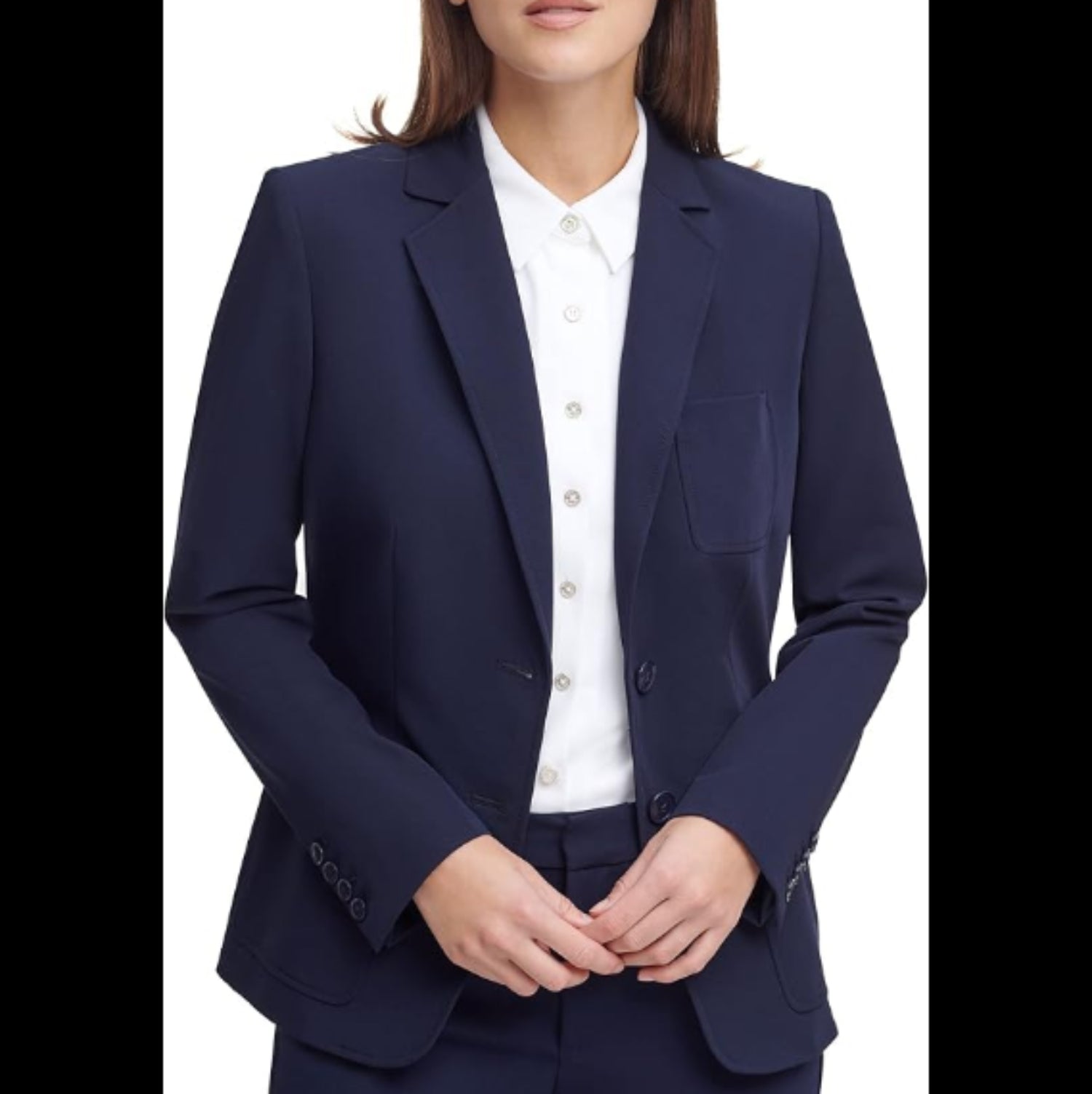 C16 - TOMMY HILFIGER WOMEN'S NOTCHED-COLLAR DOUBLE-BUTTON BLAZER - BLUE - 4