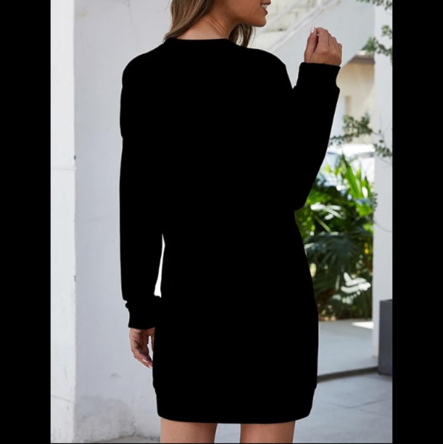 C13 - Women Crewneck Sweatshirt Dress Long Sleeve Casual Mini Dresses Pullover Pockets