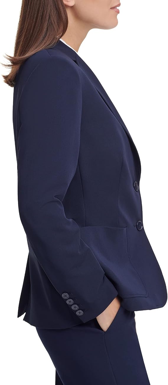 C16 - TOMMY HILFIGER WOMEN'S NOTCHED-COLLAR DOUBLE-BUTTON BLAZER - BLUE - 4