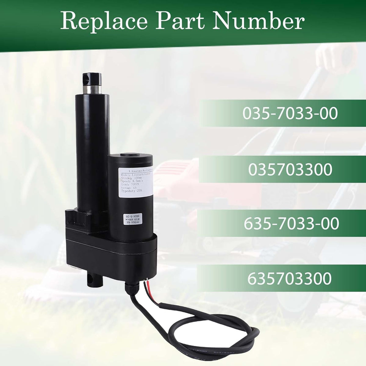 H10 - Autoparts Deck Lift Actuator 035-7033-00 Replacement for Bad Boy Lawn Mower ZT Elite CZT Maverick 12V Outlaw Pup Lighning Replace AOS 635-7033-00