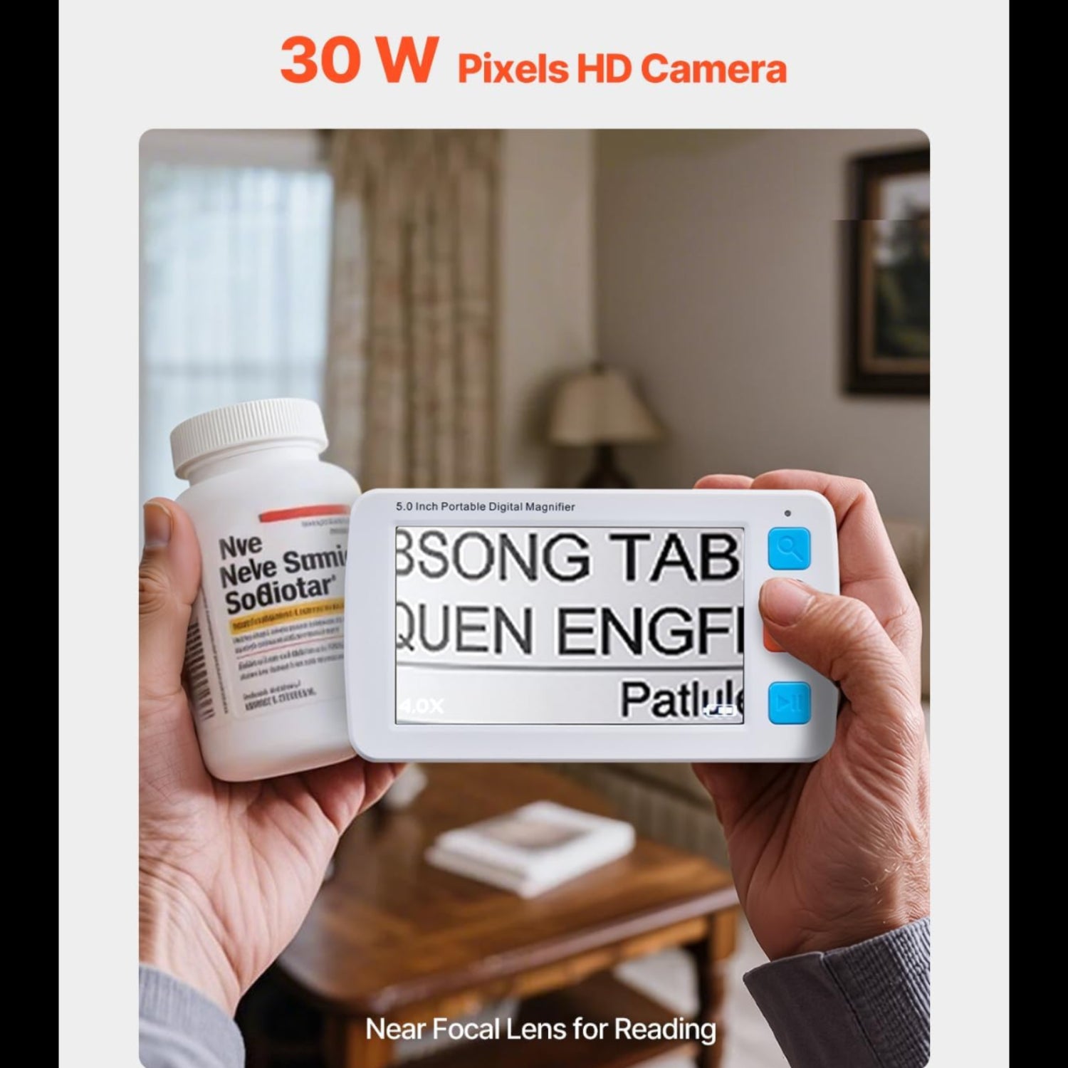 H4 - VEVOR Portable Digital Magnifier, 5-inch HD Electronic Video Magnifier for Low Version, 4X - 32X Zoom