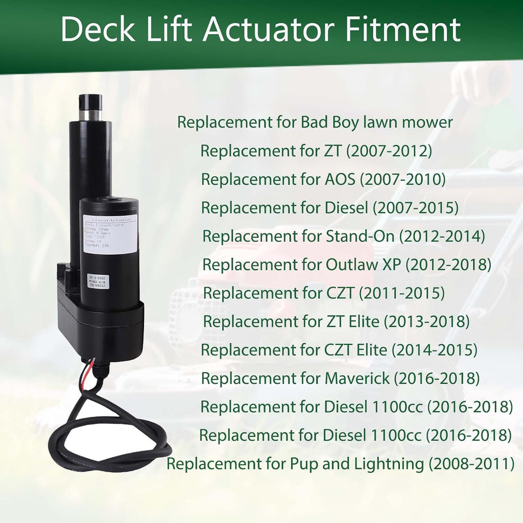H10 - Autoparts Deck Lift Actuator 035-7033-00 Replacement for Bad Boy Lawn Mower ZT Elite CZT Maverick 12V Outlaw Pup Lighning Replace AOS 635-7033-00