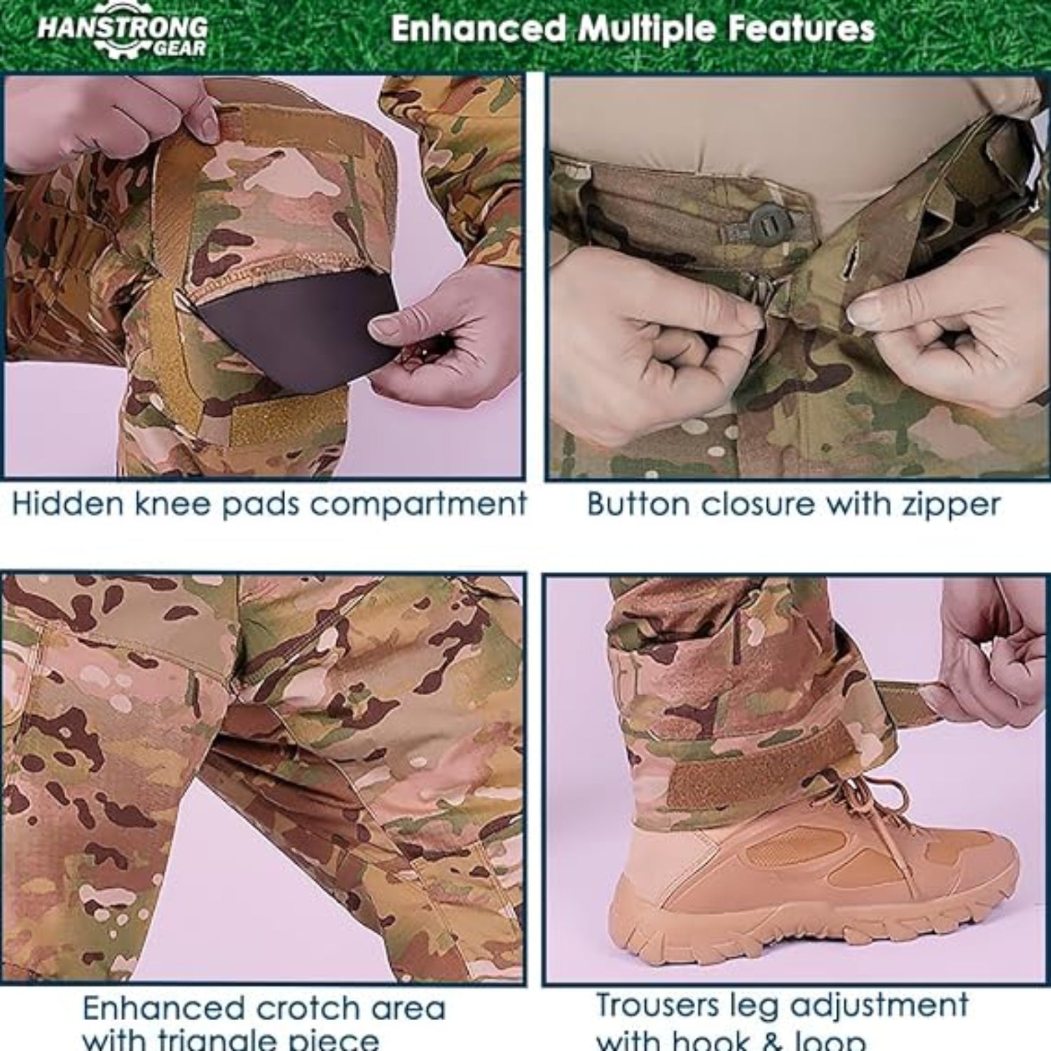 C14 - Airsoft, Fishing, Hunting with Knee Pads Tactical Pants Men Combat Trousers Multiple Pocket Hook-and-Loop Adjuster