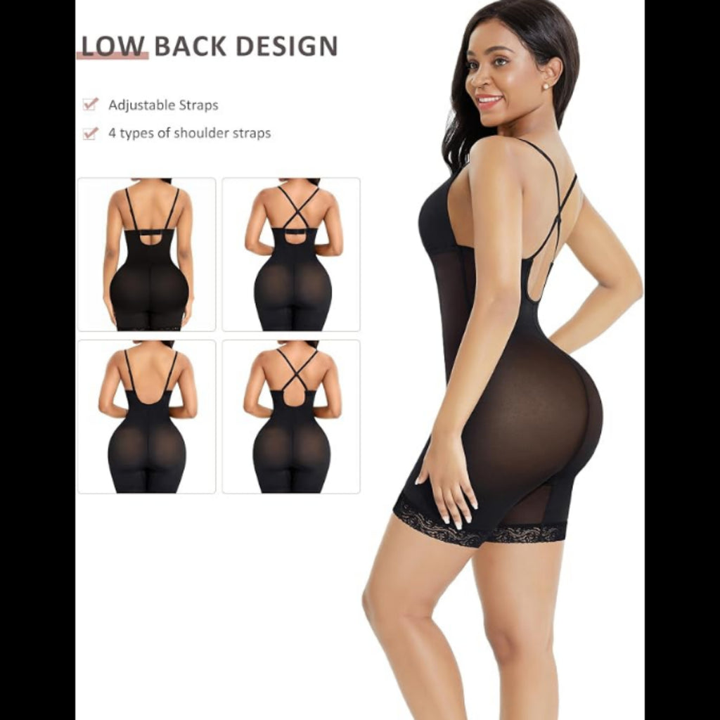 C4 - FeelinGirl Shapewear for Women Tummy Control Seamless Faja Mesh Built-in Bra Body Shaper with U Plunge 3XL