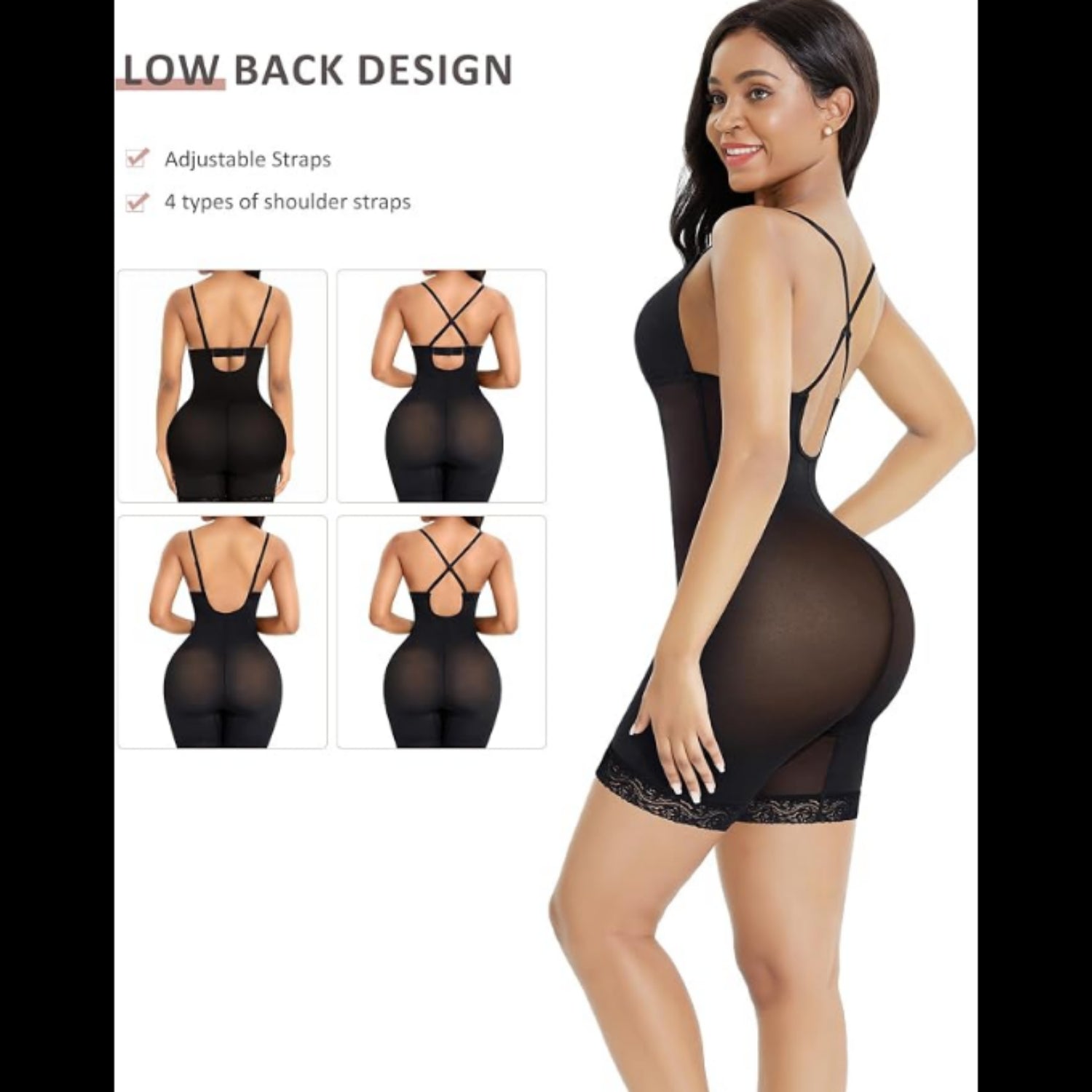 C4 - FeelinGirl Shapewear for Women Tummy Control Seamless Faja Mesh Built-in Bra Body Shaper with U Plunge 3XL