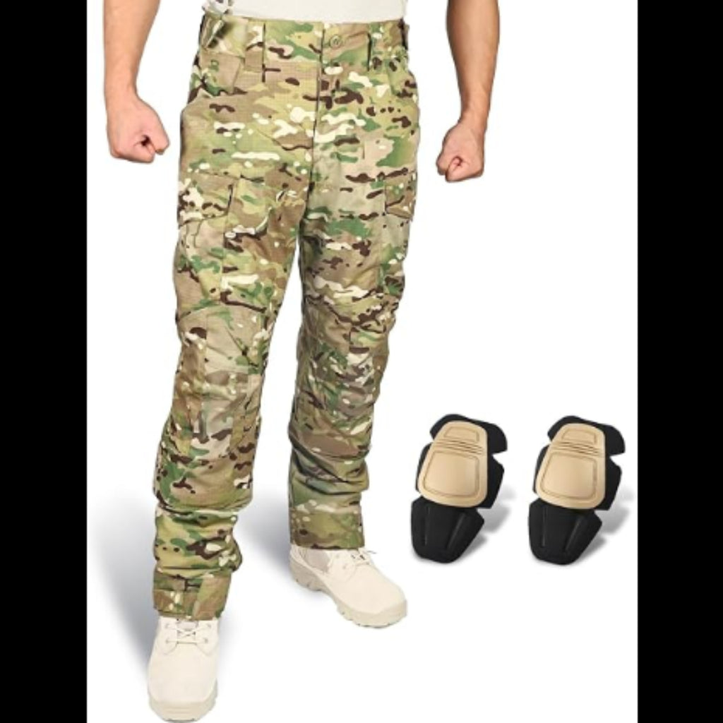 C14 - Airsoft, Fishing, Hunting with Knee Pads Tactical Pants Men Combat Trousers Multiple Pocket Hook-and-Loop Adjuster