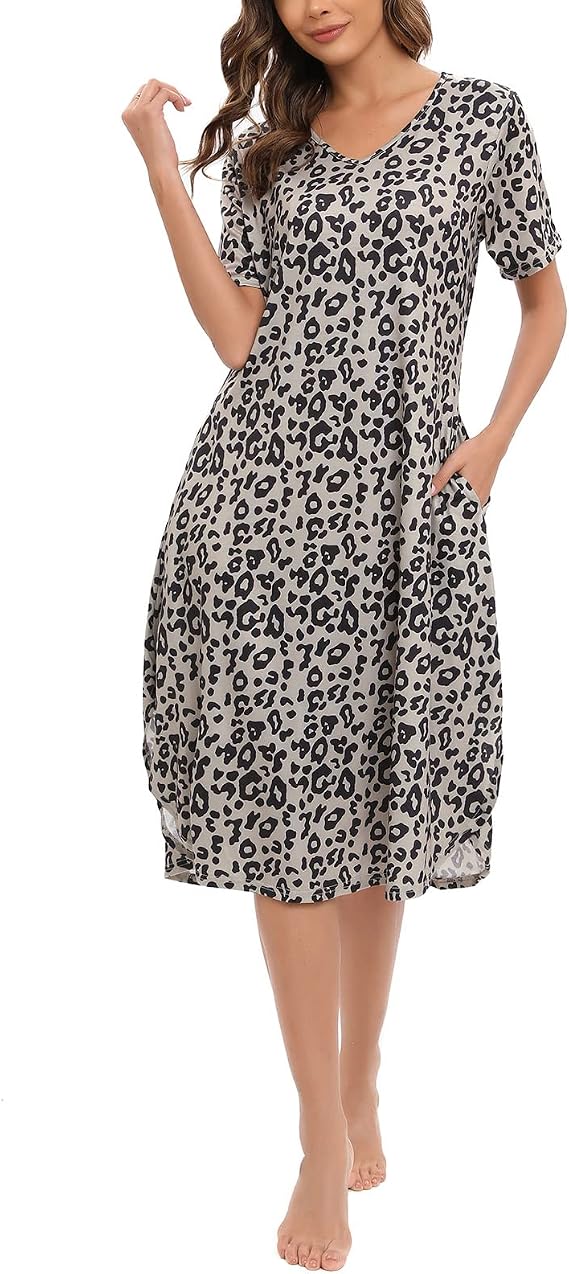 C28 - Women's Sleepwear Casual Nightshirts Long Nightgown Full Slip Sleep Nightshirt Sleepwear Lounge Dress