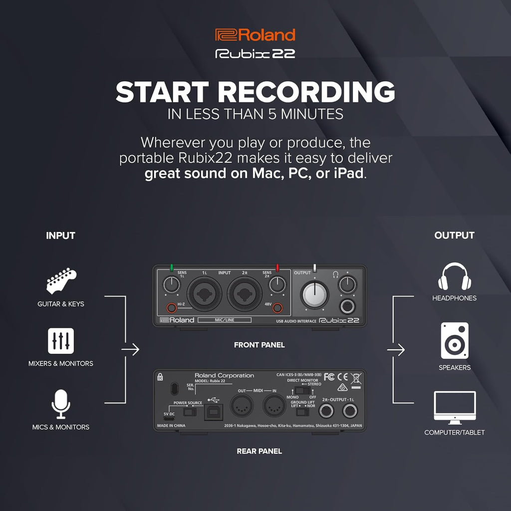 E2 - Roland Rubix22 USB Audio Interface, 2-In/2-Out