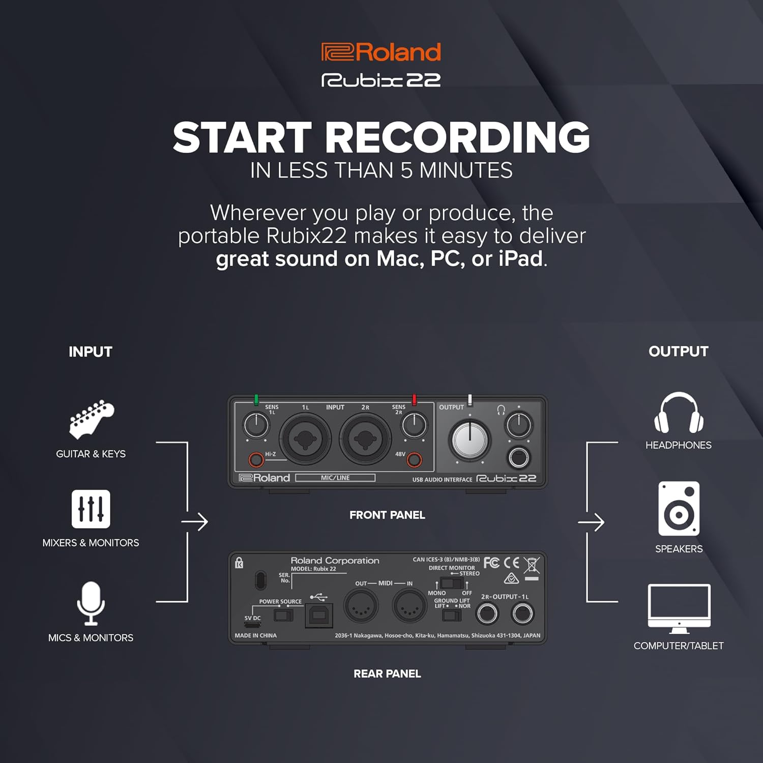 E2 - Roland Rubix22 USB Audio Interface, 2-In/2-Out