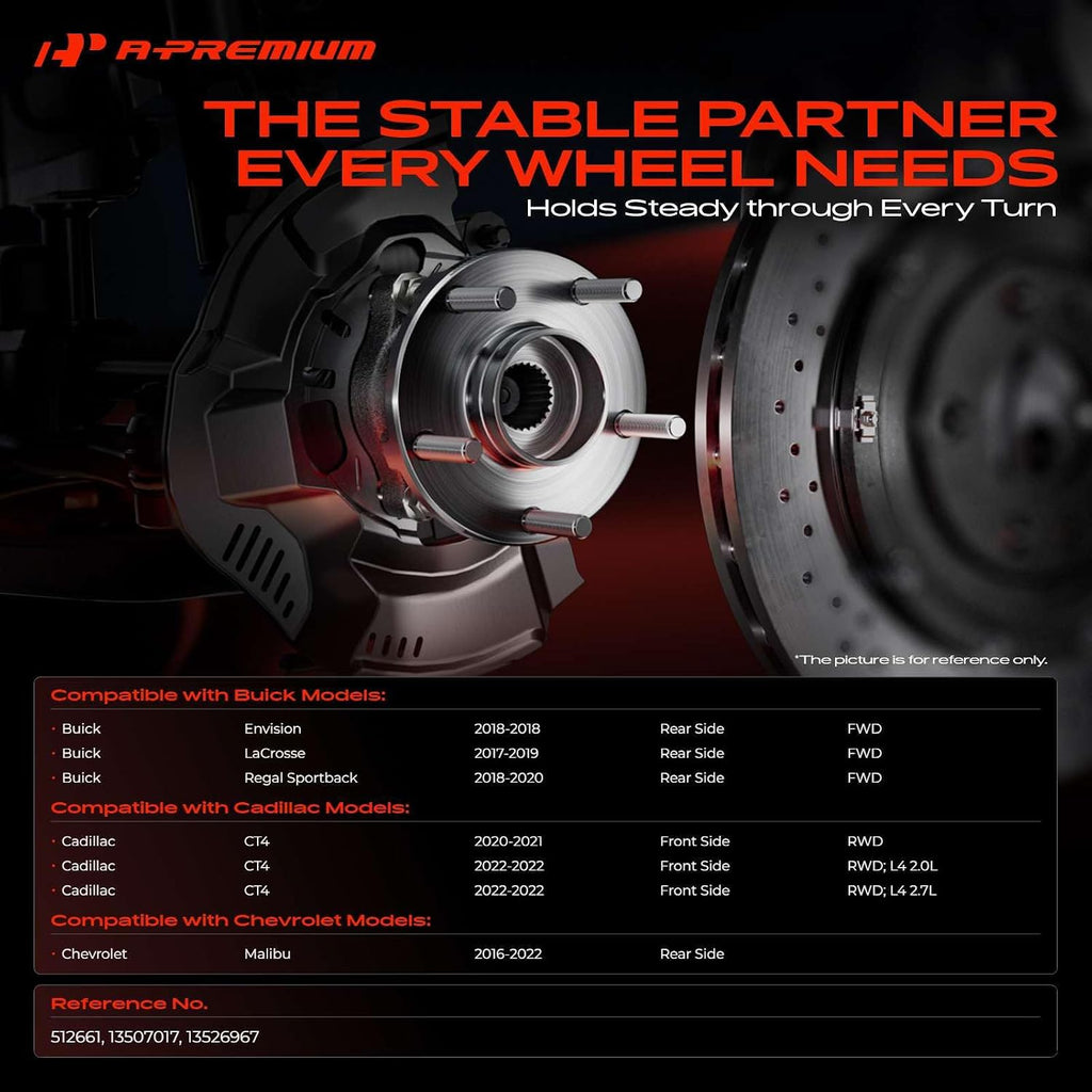 A93 - A-Premium 512661 Wheel Bearing and Hub Assembly with 5-Lug