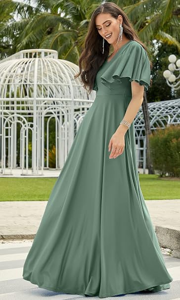 C39 - Koh Koh Women's Long Elegant Bridesmaid Evening Cocktail Modest Maxi Dress