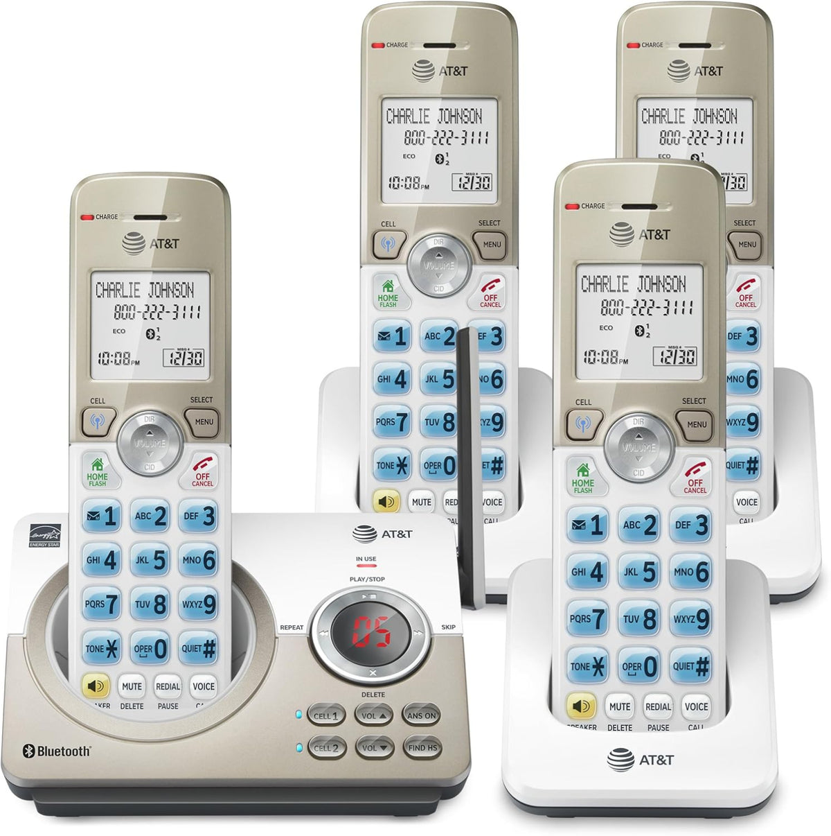 H33 - AT&T DL72419 DECT 6.0 4-Handset Cordless Phone for Home with Connect to Cell