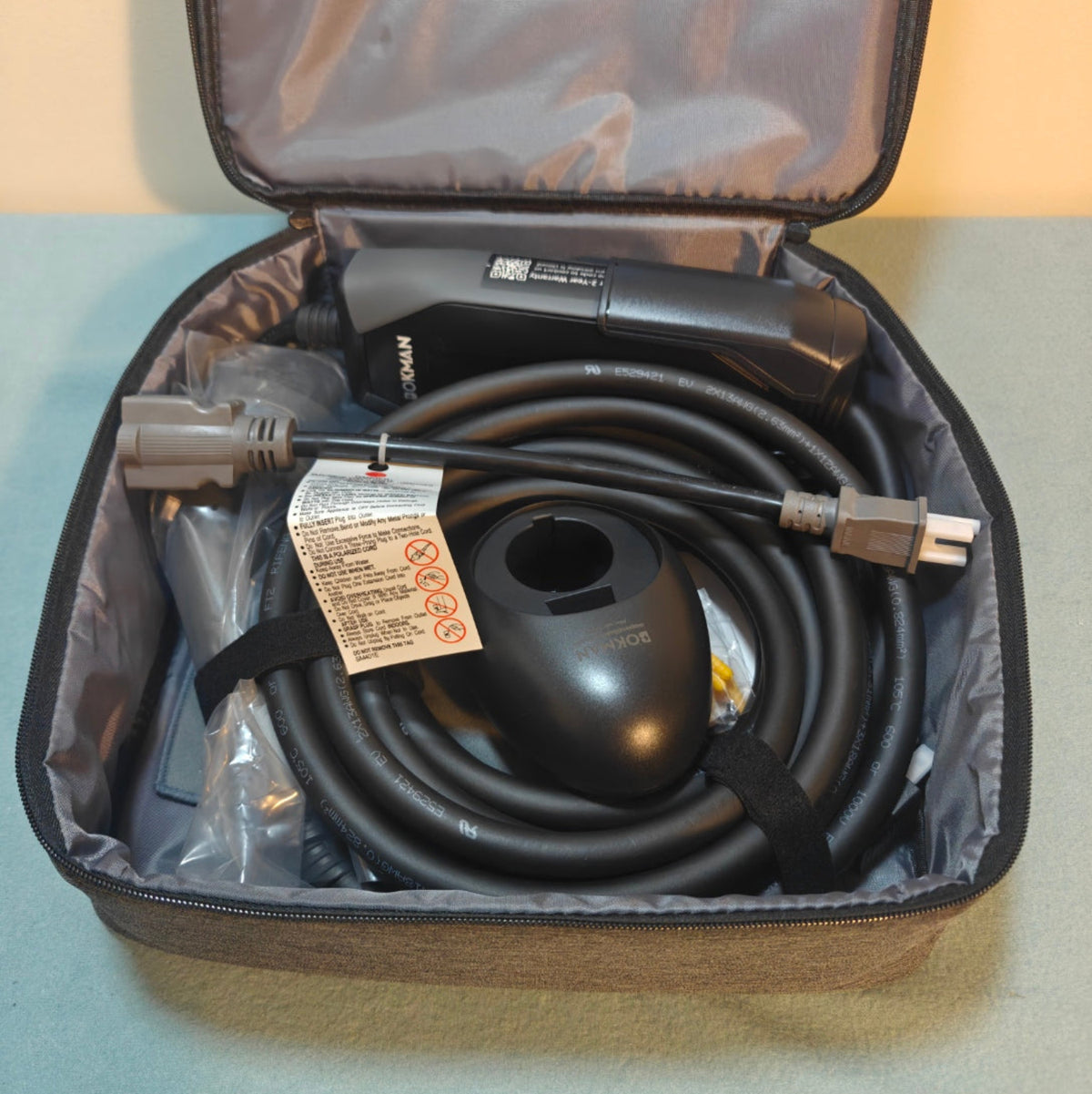 A109 - Bokman Portable Level 1&2 EV Charger, 16A 20ft, NEMA 6-20P/5-15 Adapter
