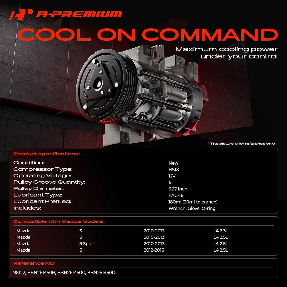 A111 - A-Premium Air Conditioner AC Compressor with Clutch Compatible with Mazda
