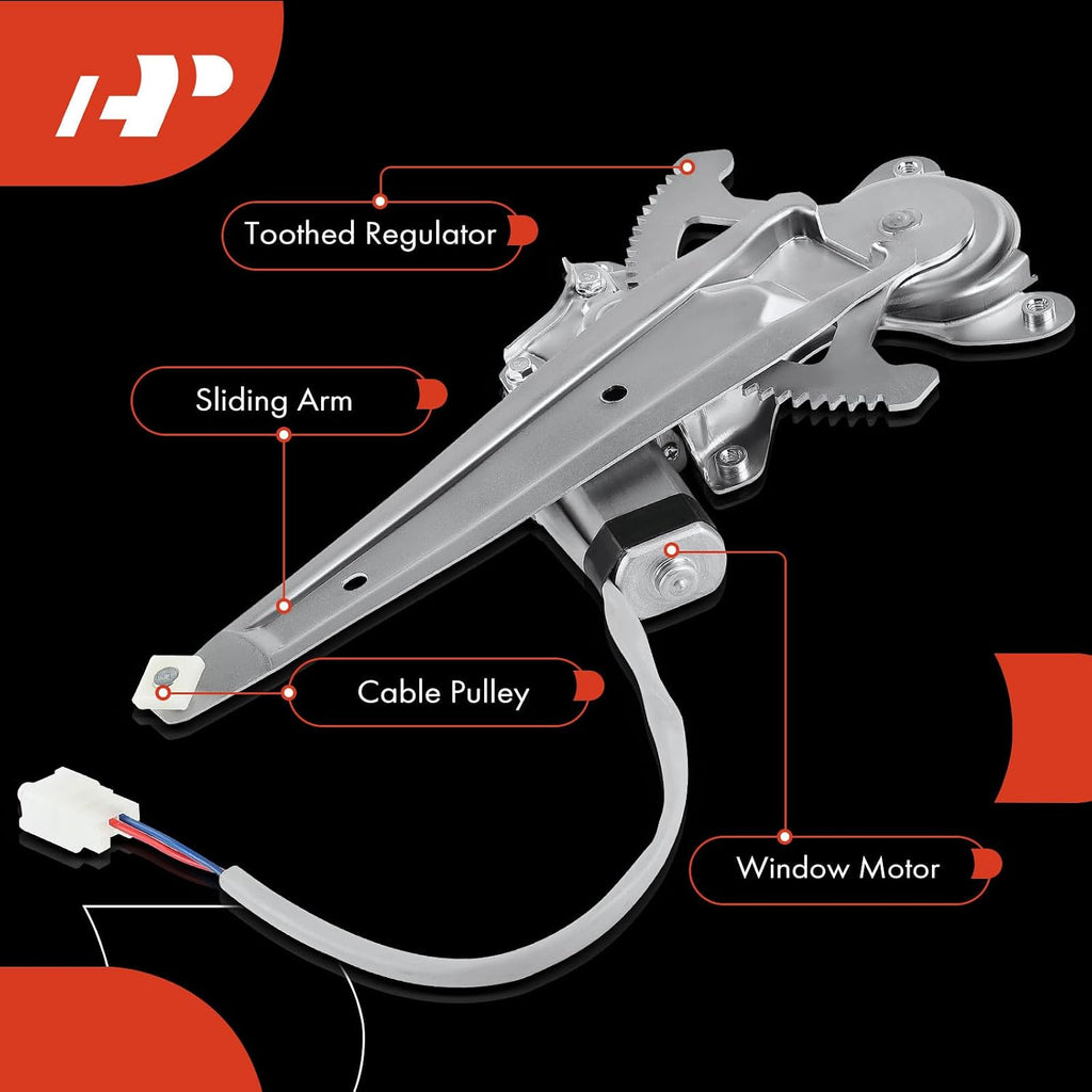 A28 - A-Premium Rear Passenger Side Power Window Regulator with Motor (2-Pin) | for Toyota Highlander 2001-2007 Sport Utility