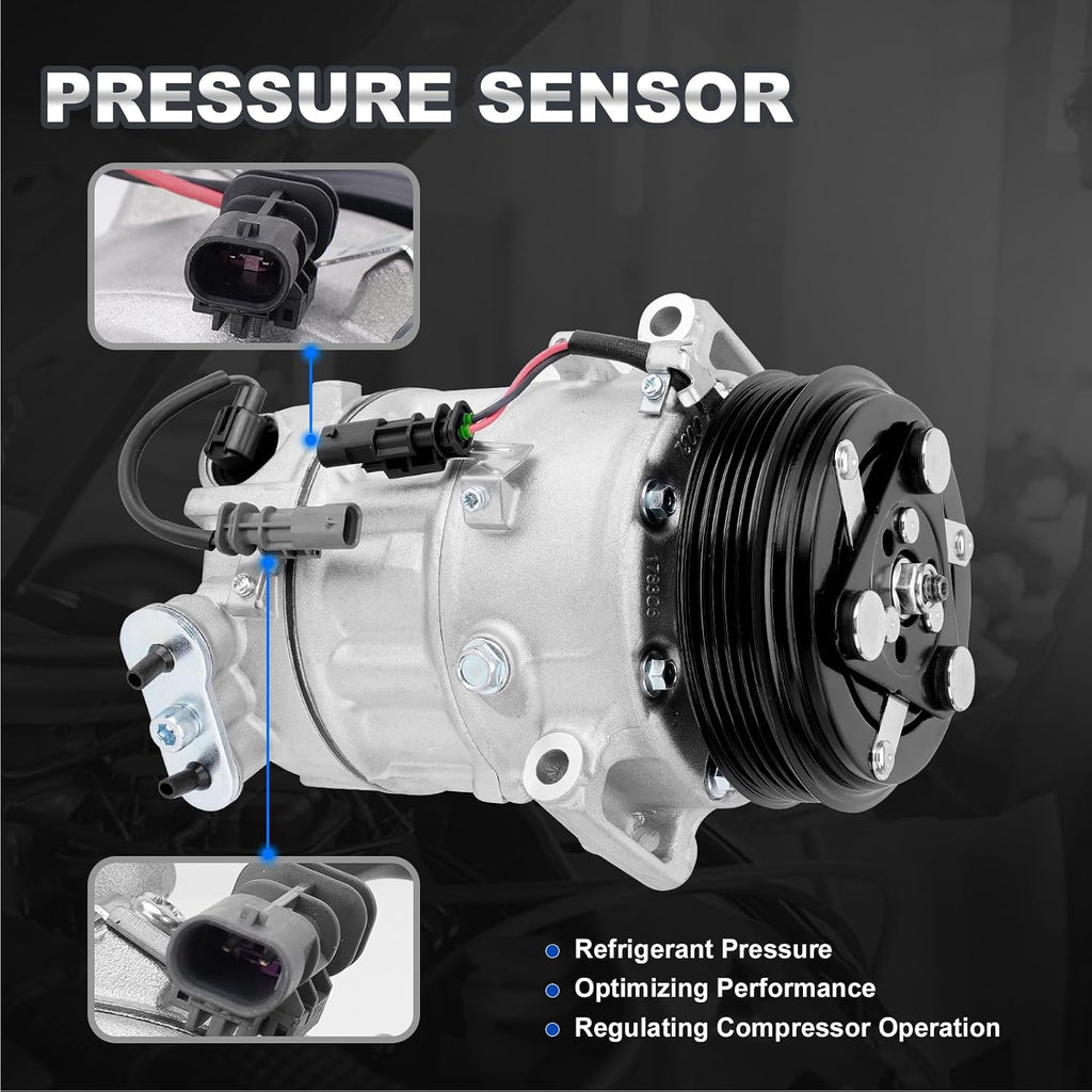 A38 - AC Compressor with Clutch Compatible with 2012-2015 Chevy Equinox 2.4L, 2012-2015 GMC Terrain 2.4L