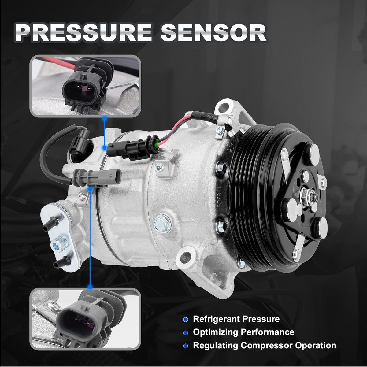 A38 - AC Compressor with Clutch Compatible with 2012-2015 Chevy Equinox 2.4L, 2012-2015 GMC Terrain 2.4L