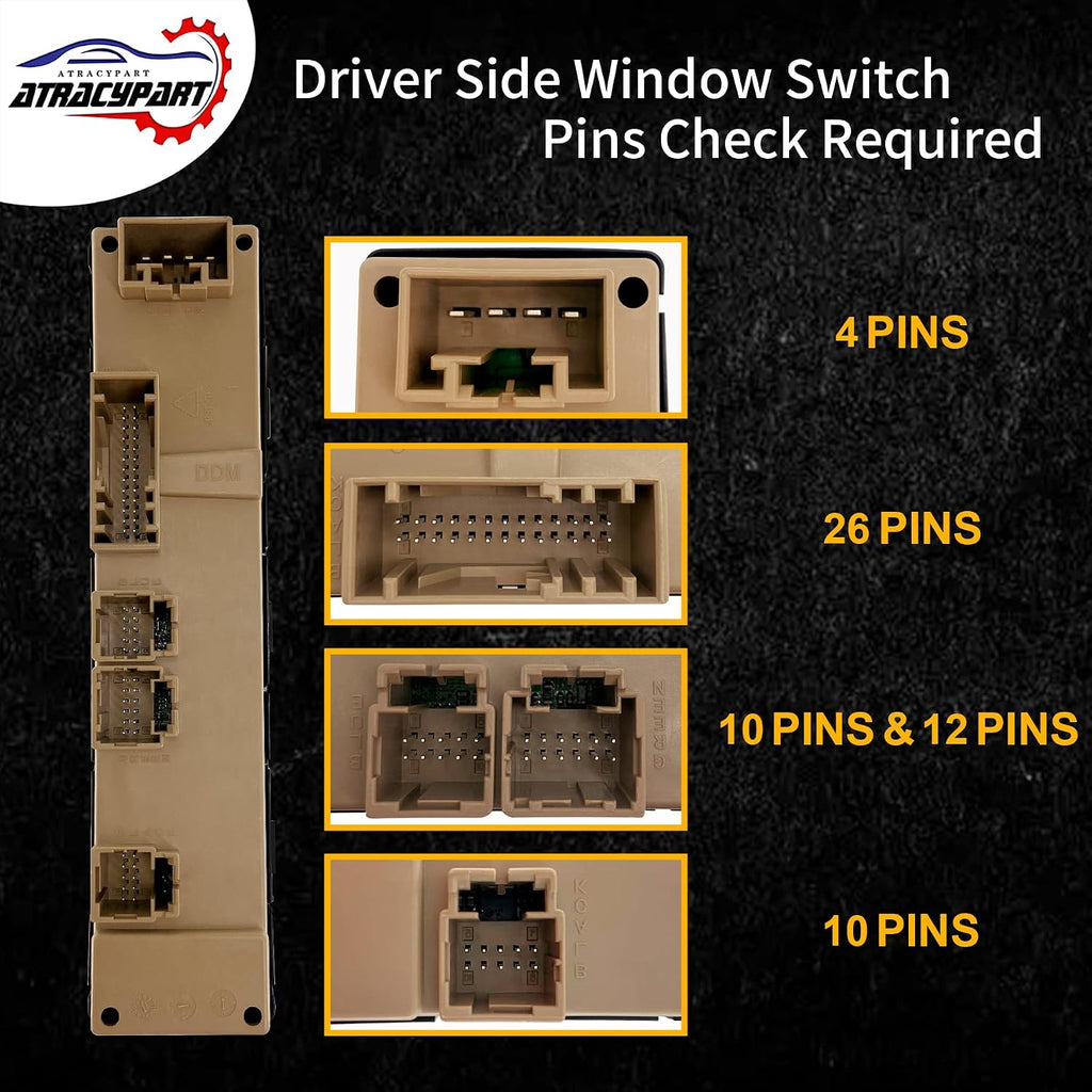 A45 - 15883319 Master Power Window Switch with Folding Mirror & Door Lock, Front Driver Side