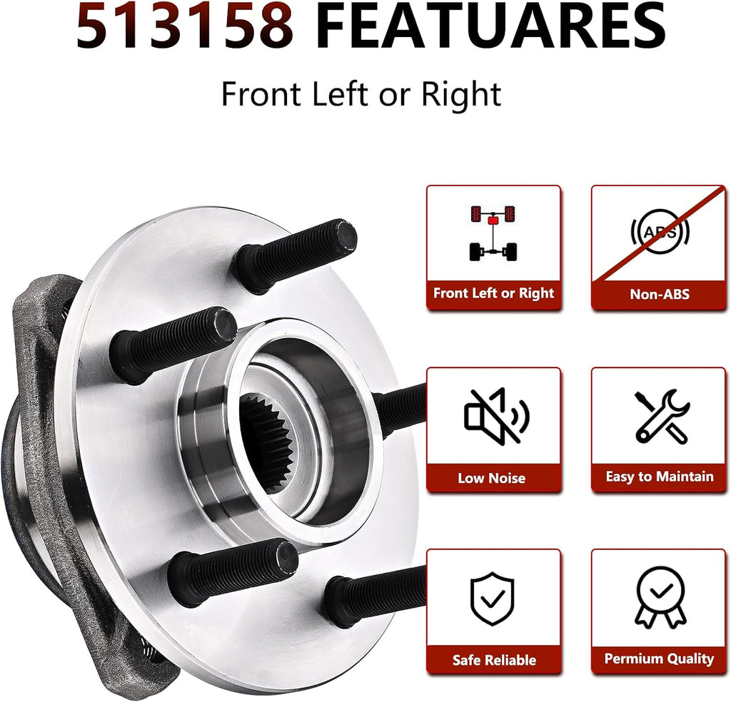 A48 - JLEO 513158 (Pair) Front Wheel Bearing Fits for Jeep