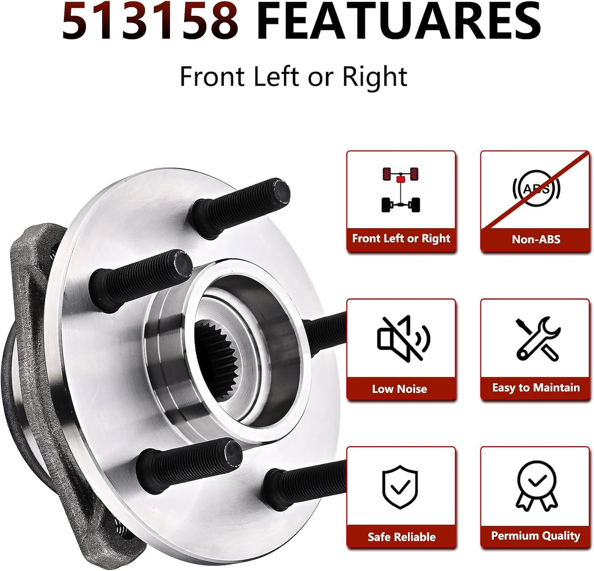A48 - JLEO 513158 (Pair) Front Wheel Bearing Fits for Jeep