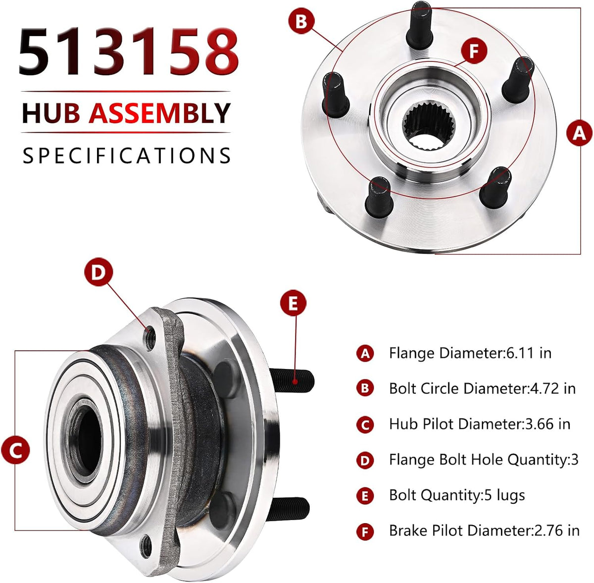 A48 - JLEO 513158 (Pair) Front Wheel Bearing Fits for Jeep