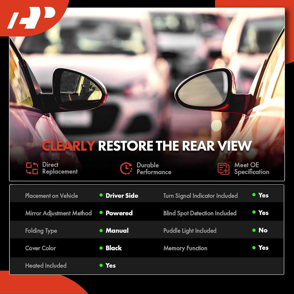 A51 - A-Premium Driver Side Power Door Mirror - Compatible with Hyundai Sonata 2015 2016 2017