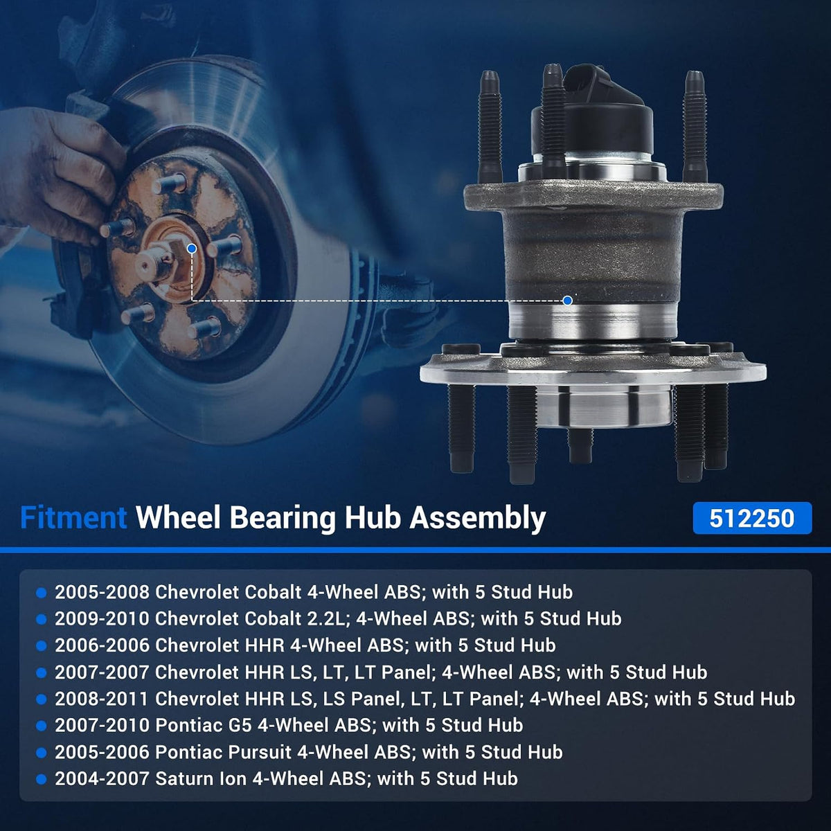 A54 - Autoround (Pair) 512250 Rear Wheel Hub and Bearing Assembly