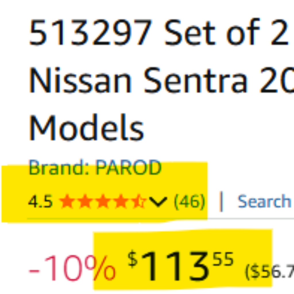 A56 - PAROD 513297 Set of 2 Front Wheel Hub & Bearing Assembly Fit for Nissan Sentra 07-12 ABS Models