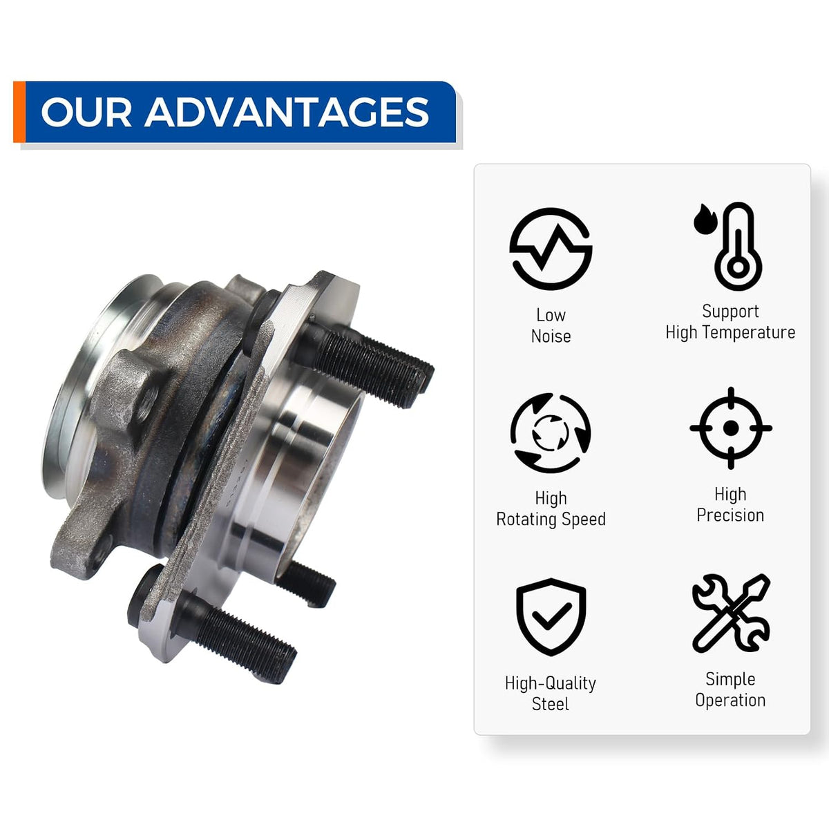 A56 - PAROD 513297 Set of 2 Front Wheel Hub & Bearing Assembly Fit for Nissan Sentra 07-12 ABS Models