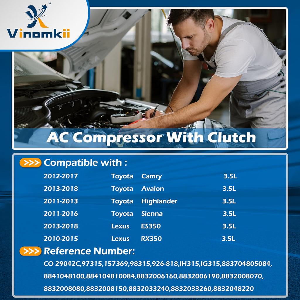 A63 - AC Air Conditioner Compressor with Clutch CO 29042C Fit for Toyota and Lexus
