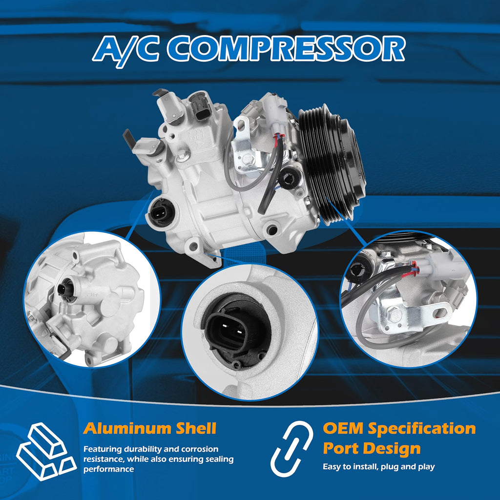 A63 - AC Air Conditioner Compressor with Clutch CO 29042C Fit for Toyota and Lexus