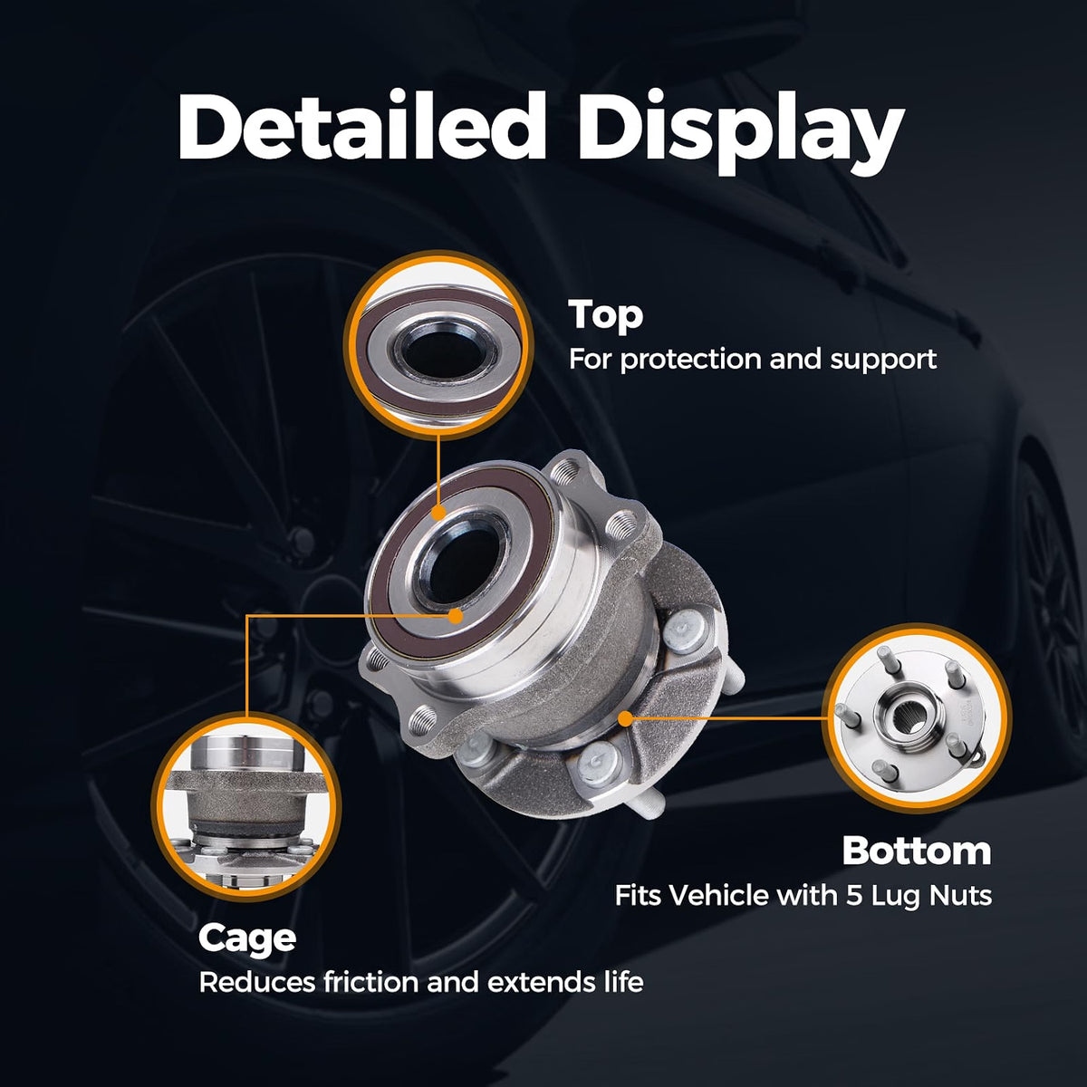 A70 - 512518 Rear Wheel Bearing and Hub Assembly Compatible with Subaru