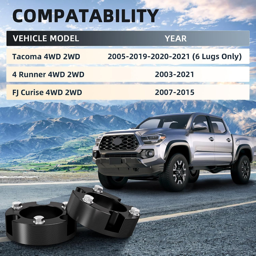 A78 - 3" Leveling Lift Kits for 2005-2023 Tacoma 2WD 4WD, 3 inch Forged Front Strut Spacers Leveling Kits