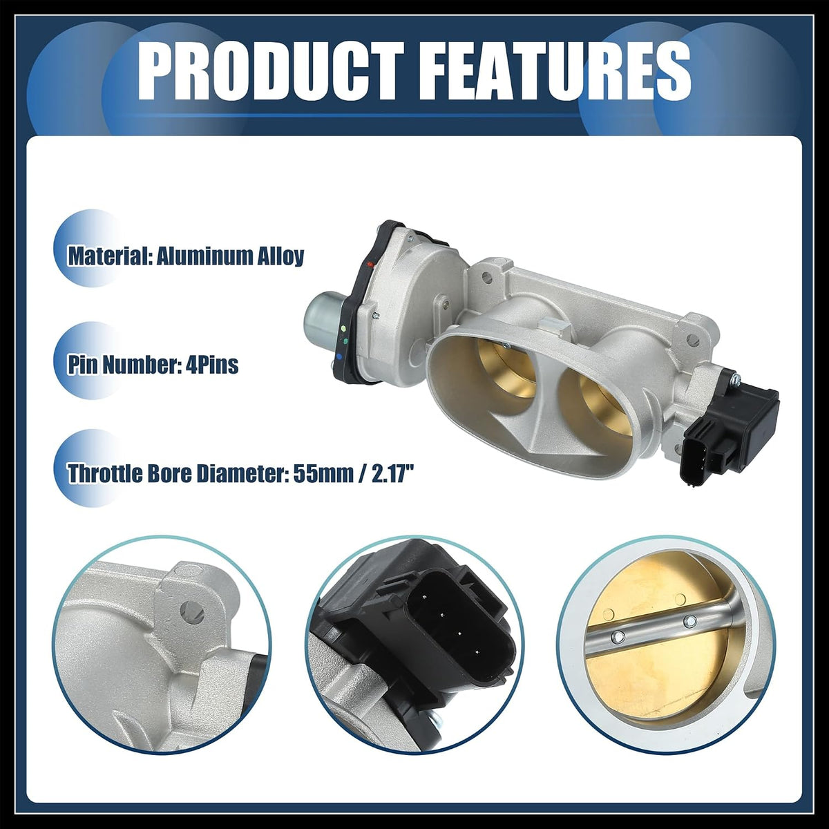 A89 - INFINAUTO Throttle Body Assembly, 55mm for Ford for Mustang 4.6L V8-Gas