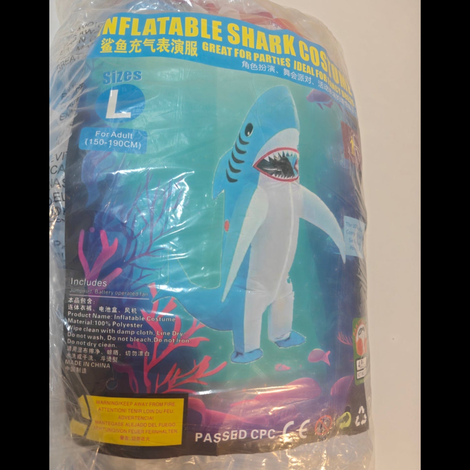 C29 - Adult Inflatable Shark Costume for Halloween Party, Cosplay Dress