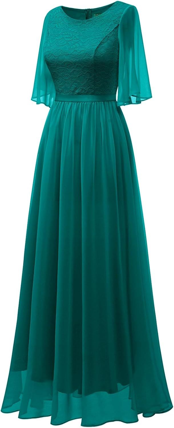 C2 - BBONLINEDRESS WOMENS LACE BRIDESMAID FORMAL EVENING GOWNS PROM CHIFFON WEDDING GUEST DRESS - TURQUOISE 2XL