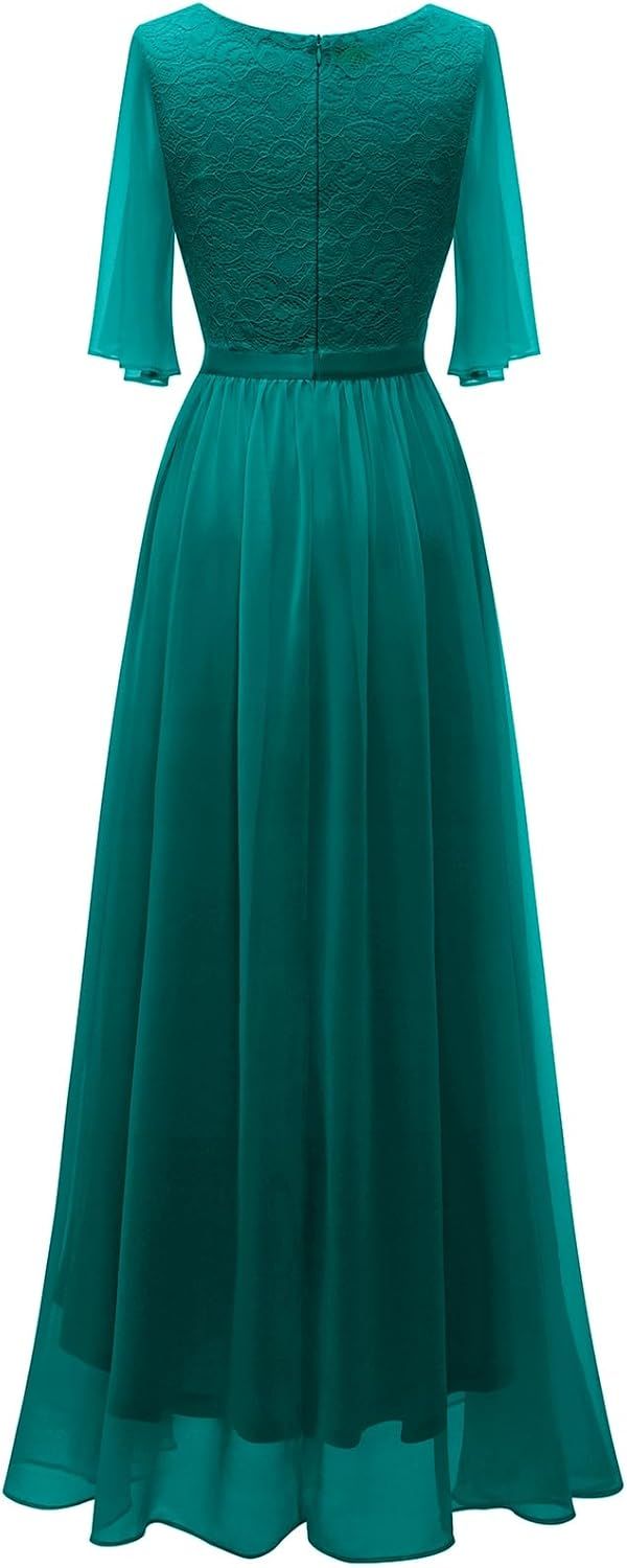 C2 - BBONLINEDRESS WOMENS LACE BRIDESMAID FORMAL EVENING GOWNS PROM CHIFFON WEDDING GUEST DRESS - TURQUOISE 2XL