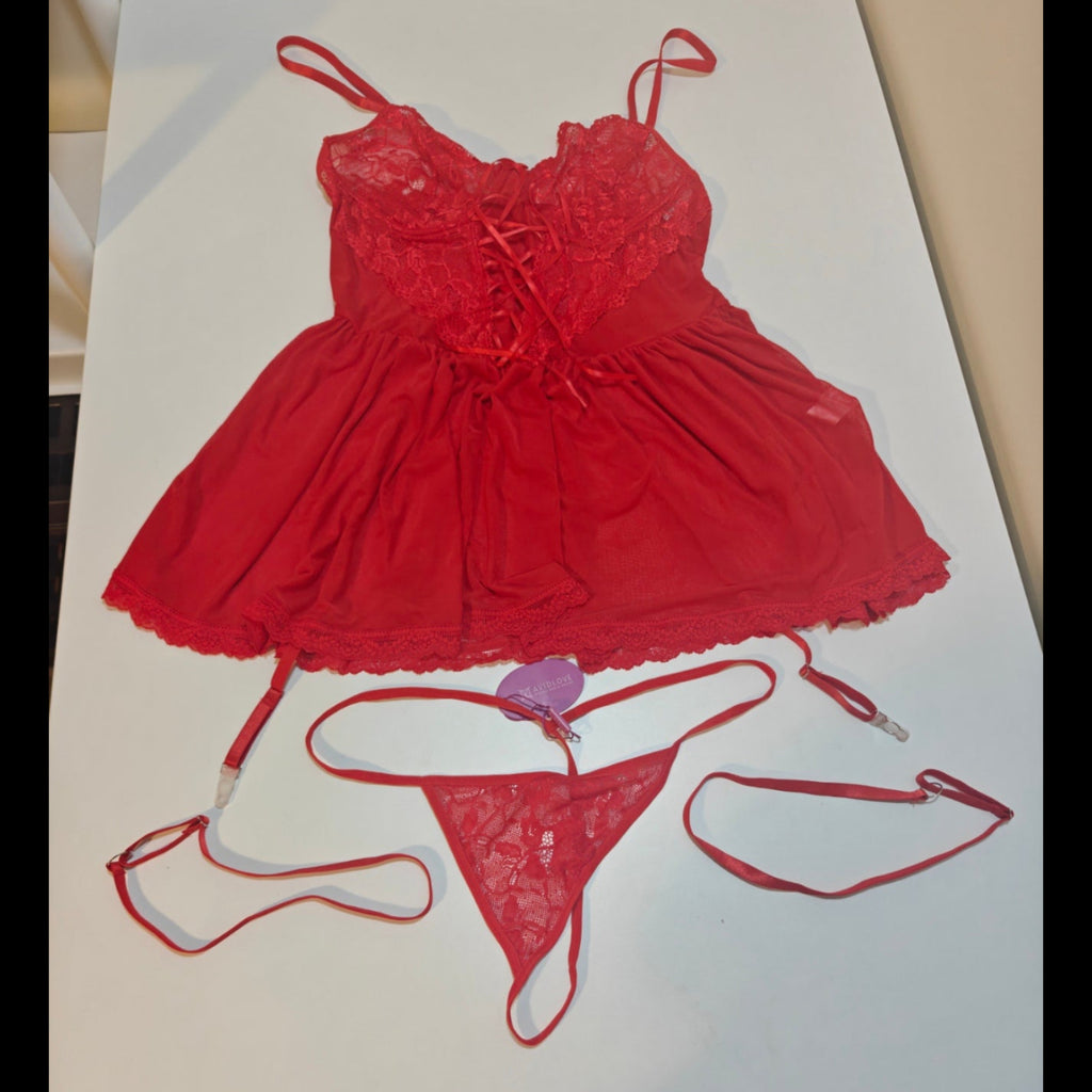 C41 - Avidlove Lingerie for Women Sexy Lace Baby doll Mesh Chemise Boudoir Nighty with Garter Belt