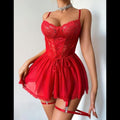 C41 - Avidlove Lingerie for Women Sexy Lace Baby doll Mesh Chemise Boudoir Nighty with Garter Belt