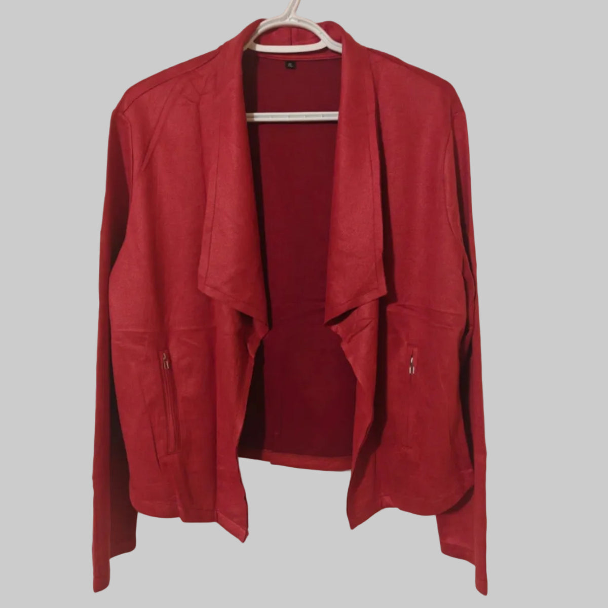 C48 - Womens Faux Suede Jackets Open Front Cardigan Cropped Casual Blazer Jacket Fashion Office Long Sleeve Plus Size Outwear
