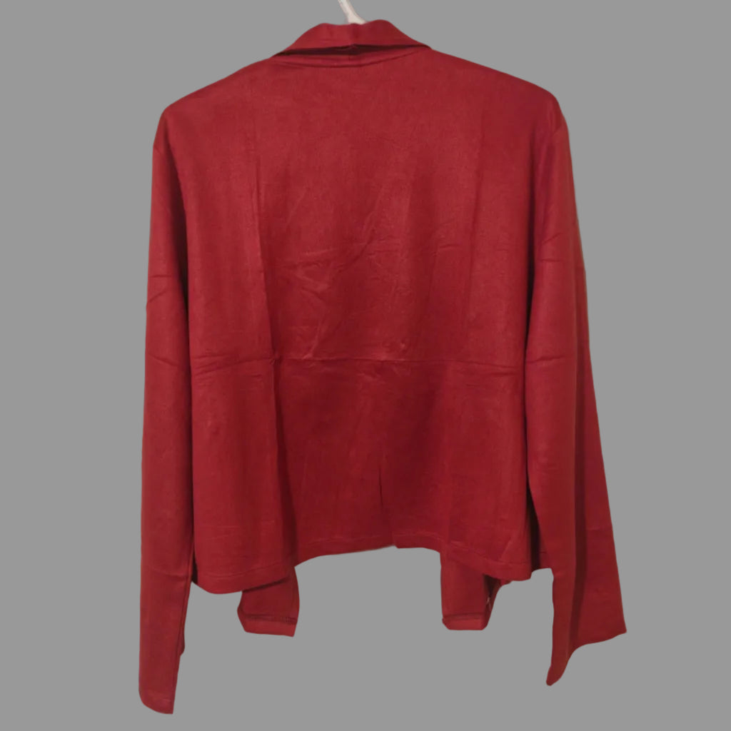 C48 - Womens Faux Suede Jackets Open Front Cardigan Cropped Casual Blazer Jacket Fashion Office Long Sleeve Plus Size Outwear