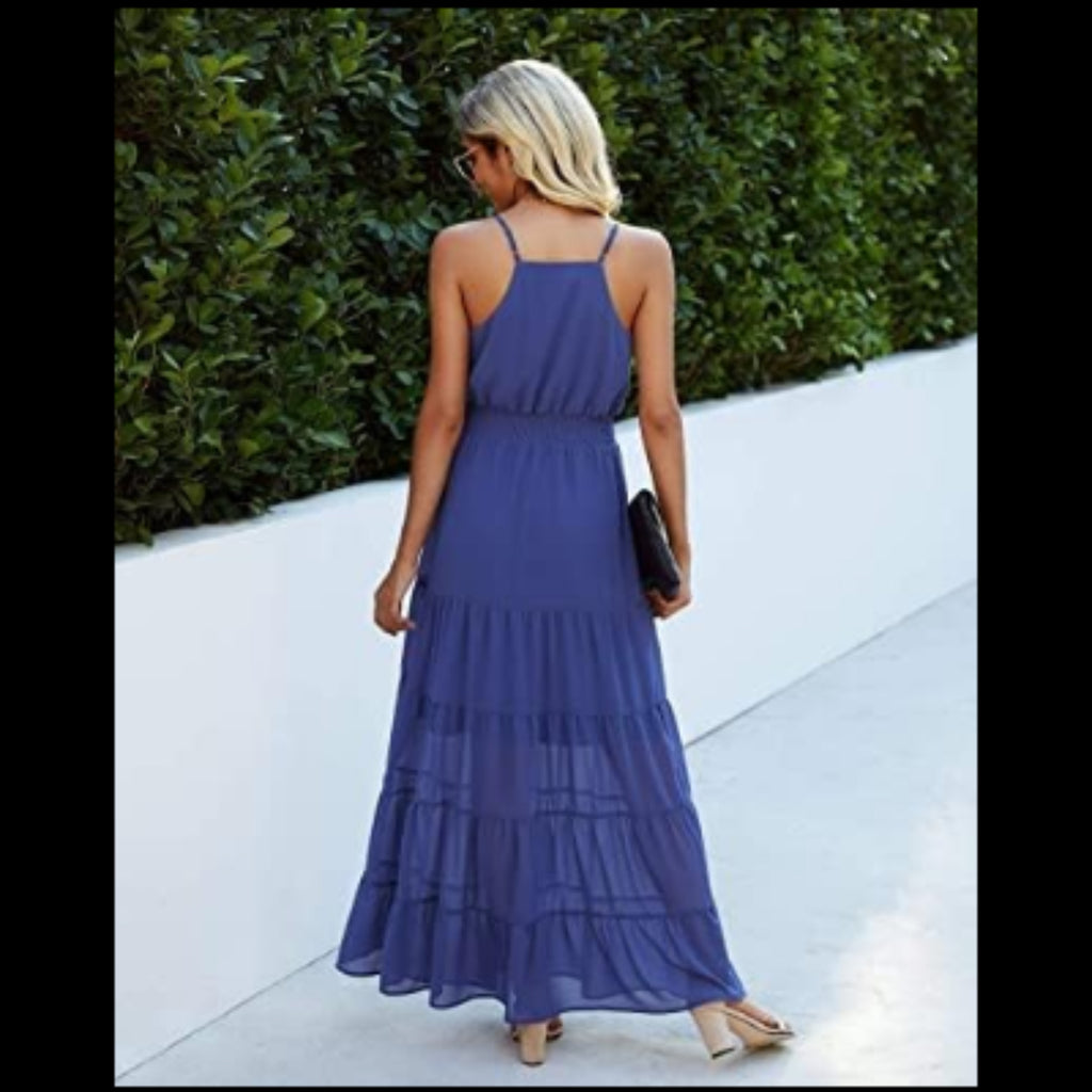 C51 - PRETTYGARDEN Women's 2026 Summer Maxi Dress Spaghetti Strap Sleeveless High Waist Beach Vacation Long Sundresses