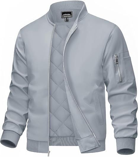 C54 - MAGCOMSEN Mens Bomber Jacket Winter Thicken Quilted Padded Coats And Jackets Warm Windproof Outwear
