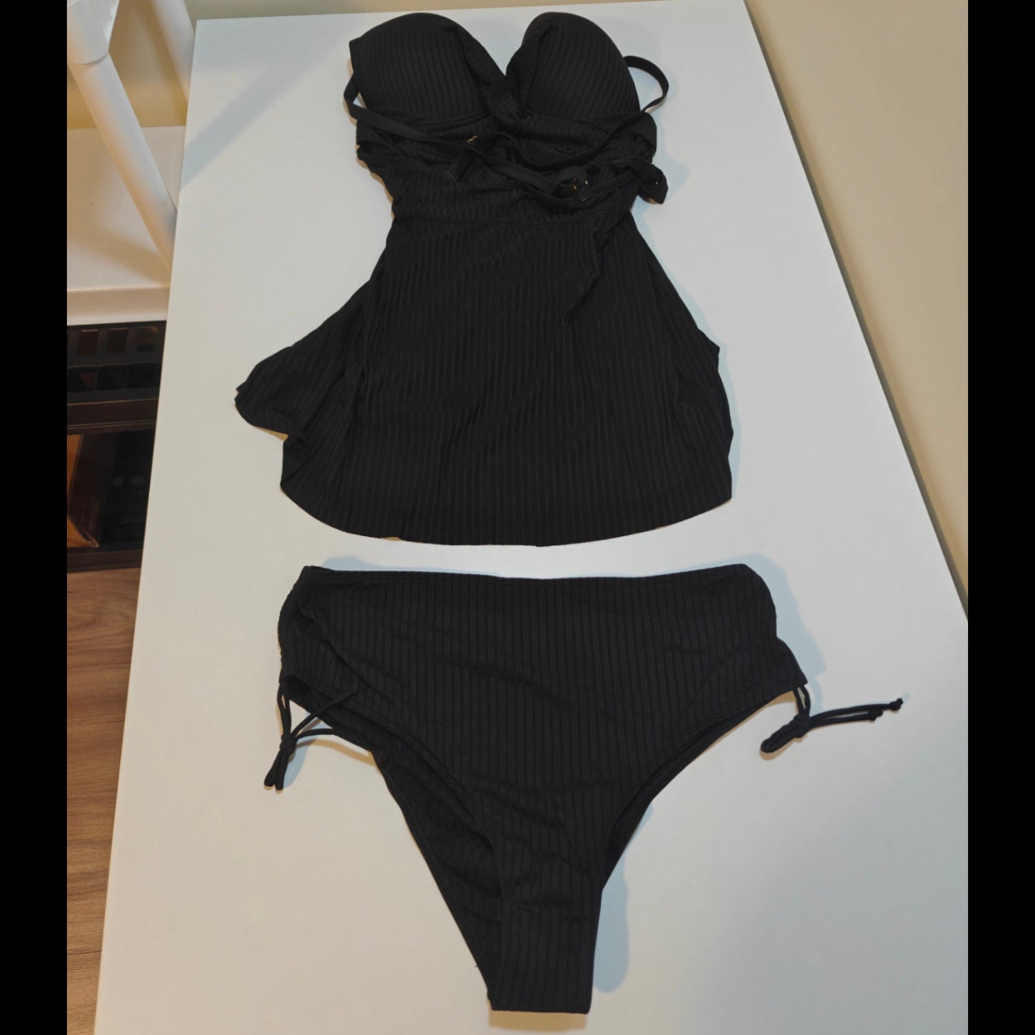 C55 - Swim Lushoire Plus Size Women Holiday Solid Color Cross Chest Strap Tank Top Swimsuit Summer