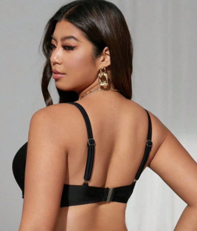 C57 - Swim Vcay Plus Size Spring/Summer New Solid Color One-Piece Swimwear, Sexy Push-Up Underwire, Elegant Adjustable Straps, Casual Fashionable Beach Swimwear