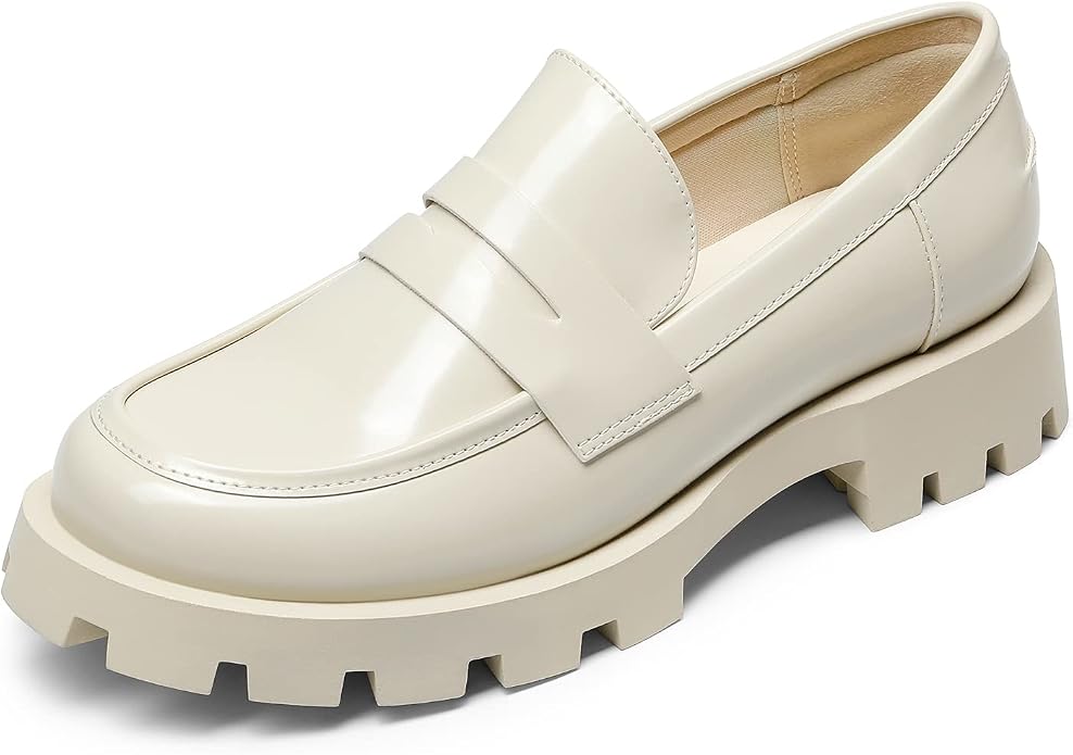C58 - DREAM PAIRS Women's Platform Loafers Lug Sole Slip On Chunky Penny Loafers Business Casual Shoes for Women Dressy and Work