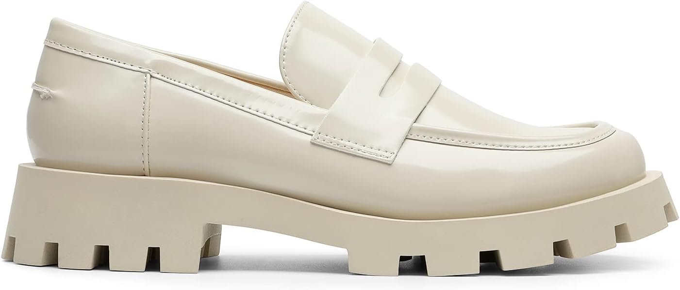 C58 - DREAM PAIRS Women's Platform Loafers Lug Sole Slip On Chunky Penny Loafers Business Casual Shoes for Women Dressy and Work